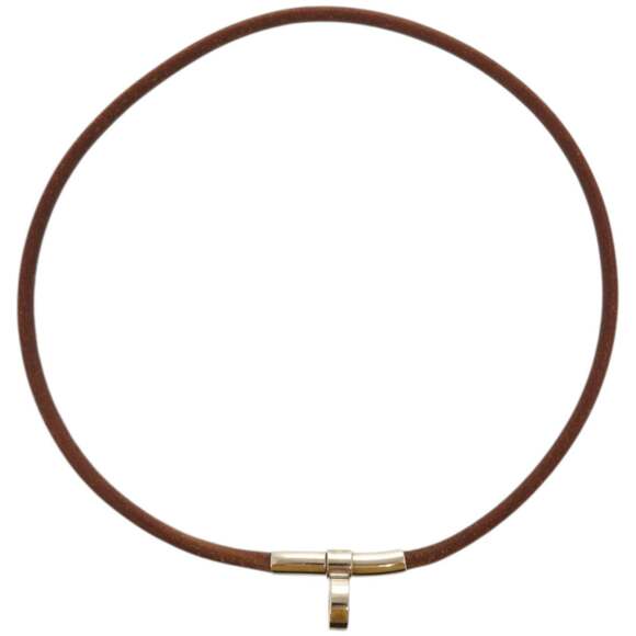Excellent condition Hermès Kite leather and metal brown choker 1796HERMES